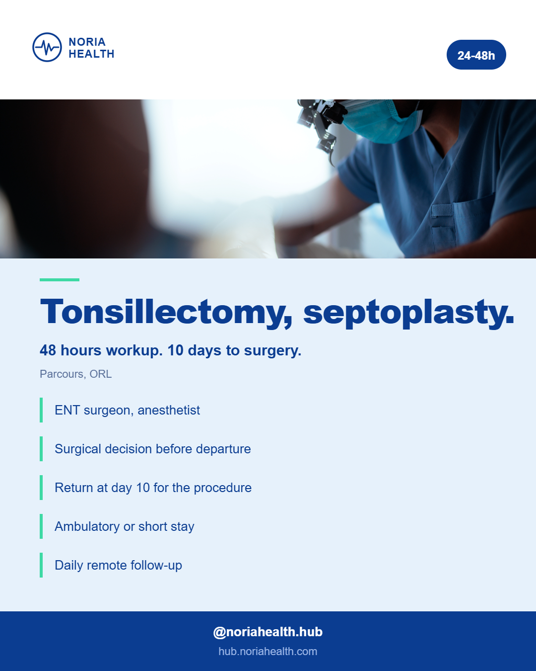 ENT Surgery, Tonsillectomy or Septoplasty – Noria Hub Brussels
