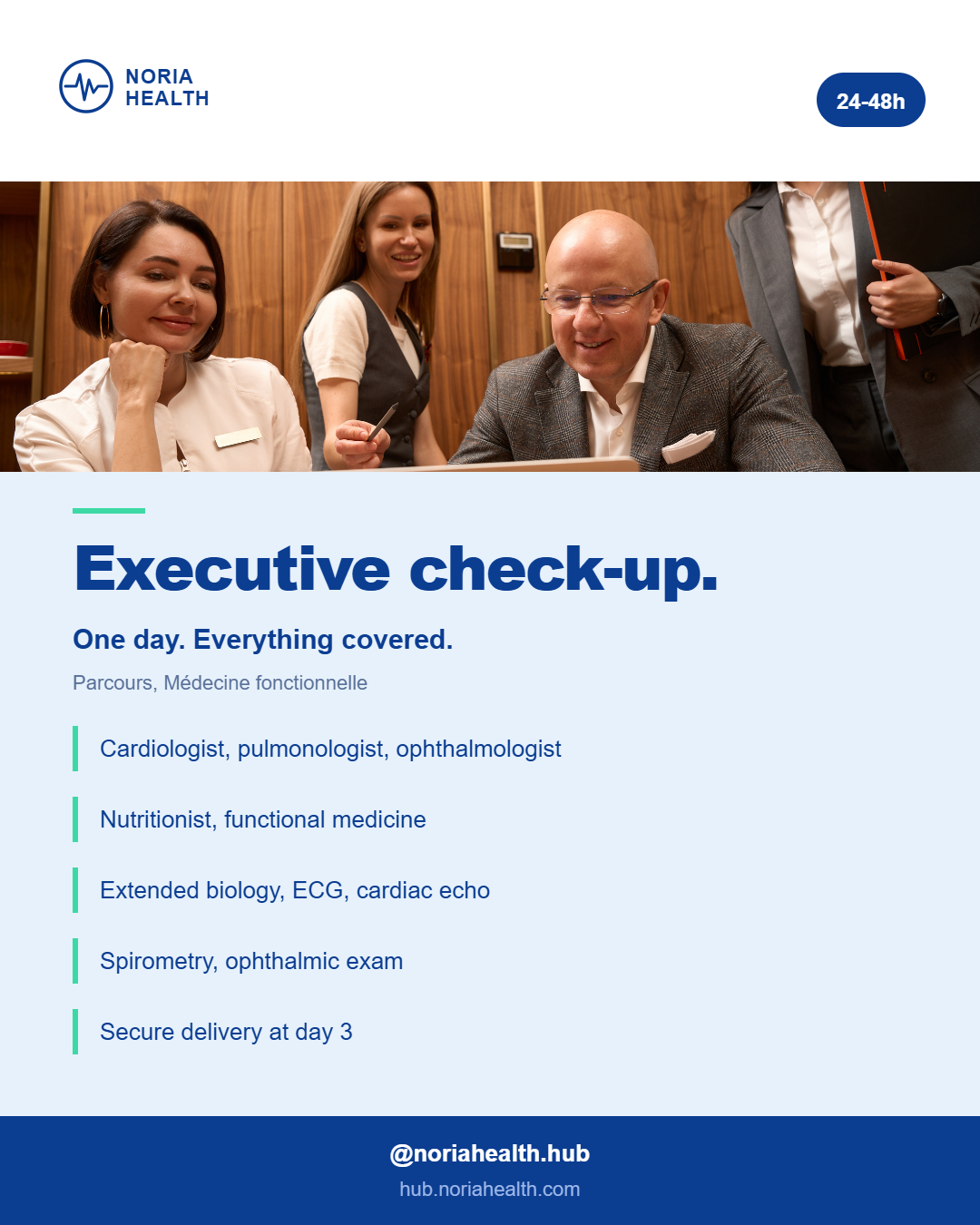 Executive Health Check-Up, 1 Day – Noria Hub Brussels